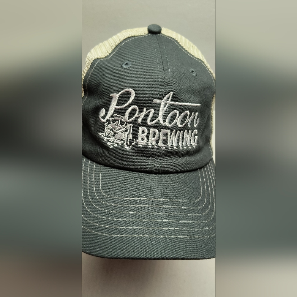 Pontoon Mesh Trucker Hat Cap Men's Brewing One Size Grey/Tan Casual - Picture 3 of 8